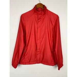 Ralph Lauren Golf Windbreaker Jacket Red Logo Full Zip Pockets Women's L - Flaw